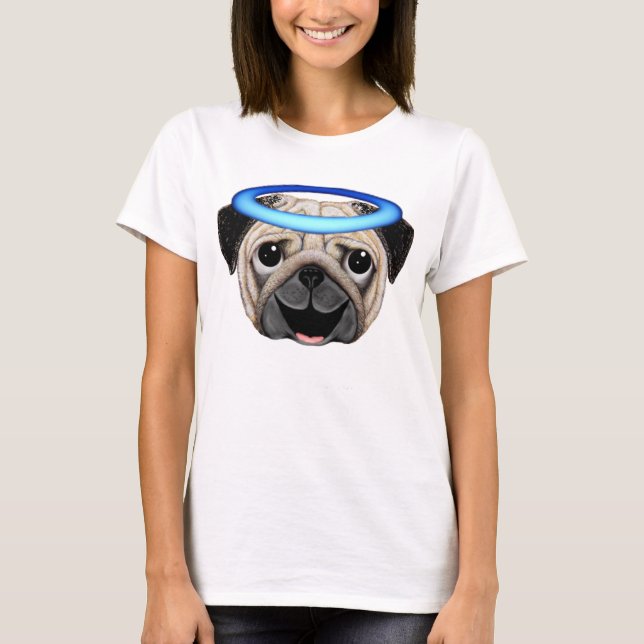 Mops-Engel Emoji T - Shirt-Engels-Mops Emoji T-Shirt (Vorderseite)