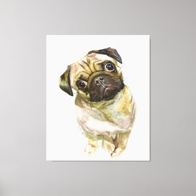 Mops Face Art Print | Niedlicher Mops Hund Leinwanddruck (Vorderseite)