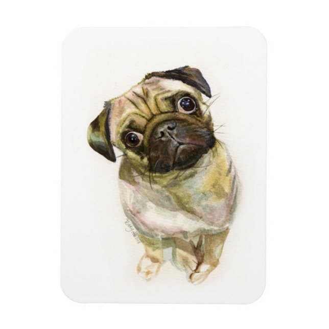 Mops Face Art Print | Niedlicher Mops Hund Magnet (Vertikal)