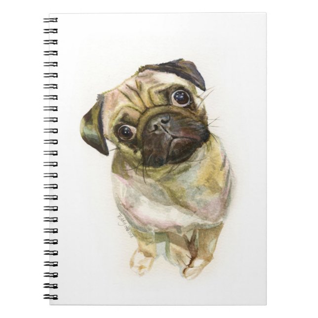 Mops Face Art Print | Niedlicher Mops Hund Notizblock (Vorderseite)