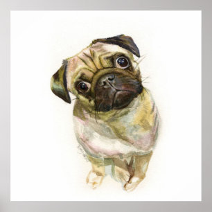 Mops Face Art Print Niedlicher Mops Hund Poster