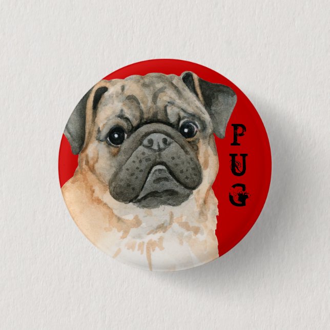 Mops-Farbblock Button (Vorderseite)