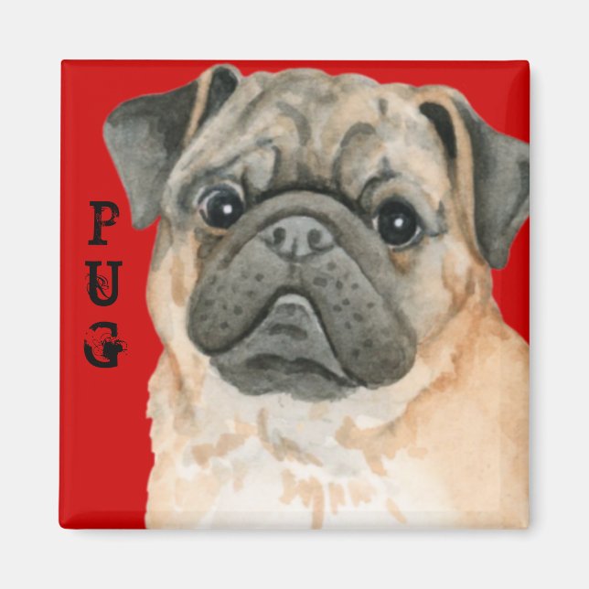 Mops-Farbblock Magnet (Vorne)