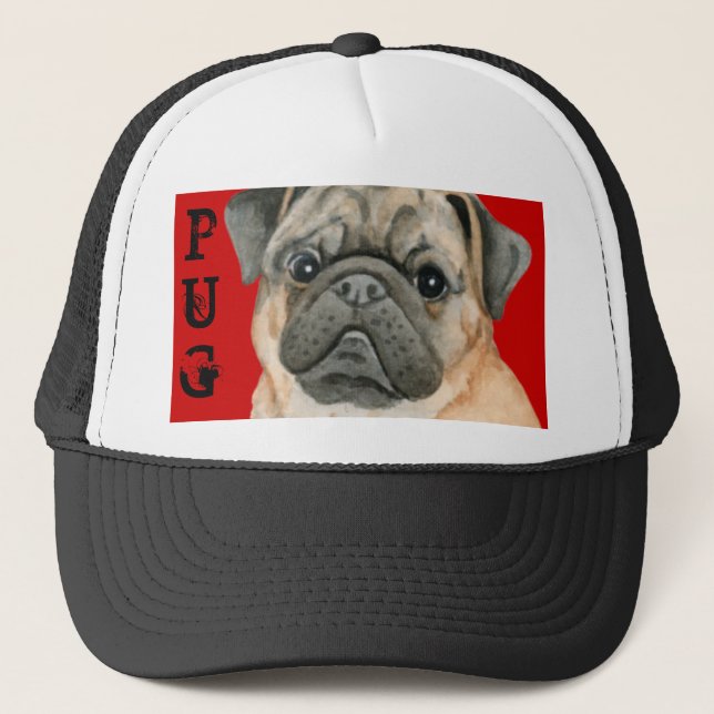 Mops-Farbblock Truckerkappe (Vorderseite)
