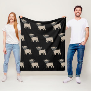 Mops-Fawn-Cartoon Fleecedecke