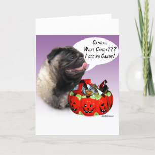 Mops (fawn) Halloween Candy Karte