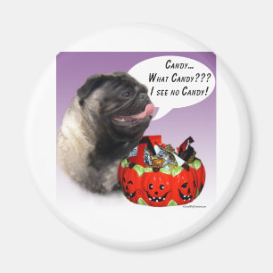 Mops (fawn) Halloween Candy Magnet