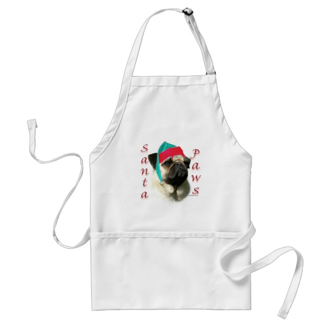 Mops (fawn) Santa Paws Schürze (Vorne)