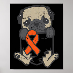 Mops Feet Orange Ribbon Pocket Leukämie Krebs im K Poster
