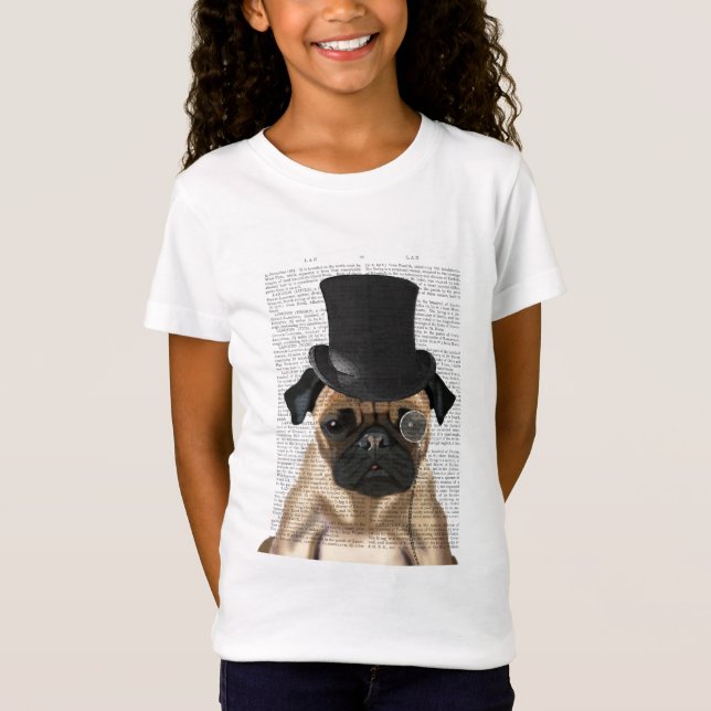 Mops, Festhund und Hut T-Shirt (Vorderseite)