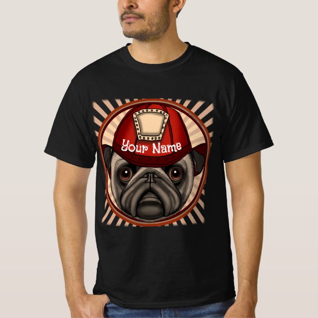 Mops Feuerwehrmann T-Shirt (Vorderseite)