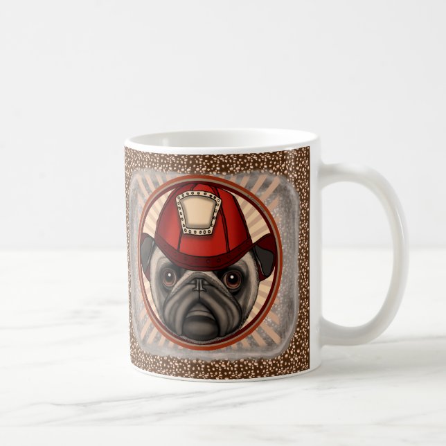 Mops Firefighter-Tasse Kaffeetasse (Rechts)