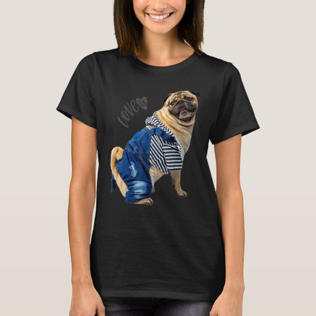 Mops Frauen Männer Mops Mama Vater Leben Liebe Hun T-Shirt (Vorderseite)