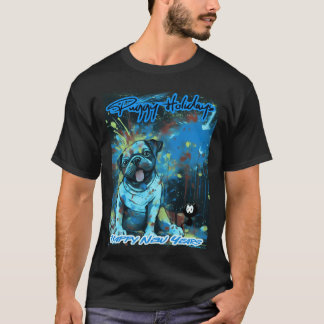 Mops FROHE FEIERTAGE 133 NEUJAHRSTAG MOPPY FEIERTA T-Shirt