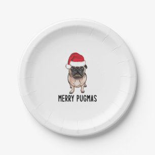 Mops Frohe Weihnachten Mops Merry Pugmas Pappteller