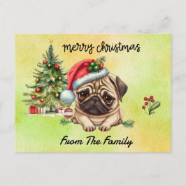 Mops Frohe Weihnachtswasserfarbe Postkarte