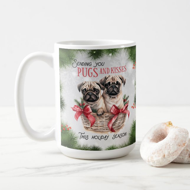 Mops Funny Christmas Hund Kaffee Tasse (Mit Donut)