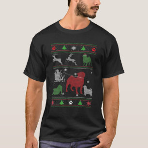 Mops Funny Christmas Snow Paw Dog Vater Mama T-Shirt