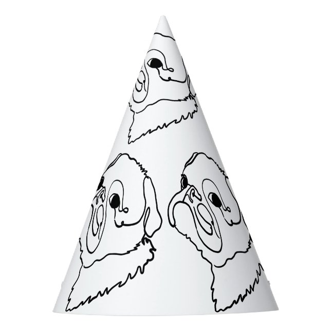 Mops für benutzerdefinierte Line-Art Partyhütchen (Vorderseite)