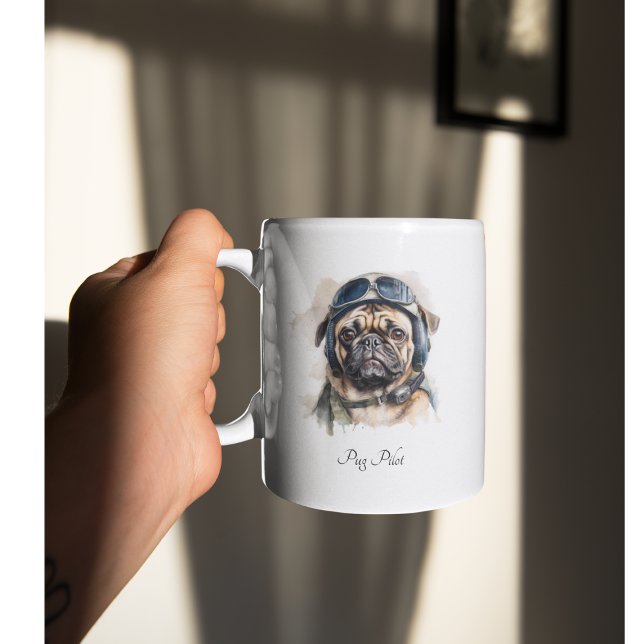 Mops für Heimtierpilot individuell anpassbar Zweifarbige Tasse (Von Creator hochgeladen)
