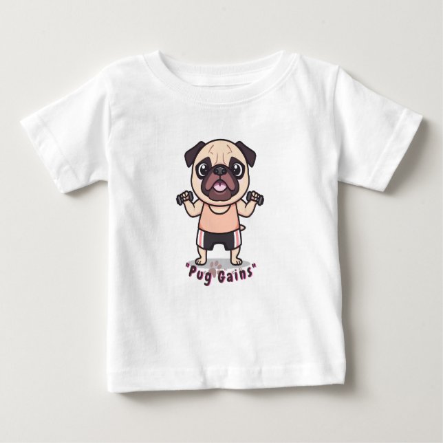 "Mops Gains Baby Finer Jersey T - Shirt - Niedlich (Vorderseite)