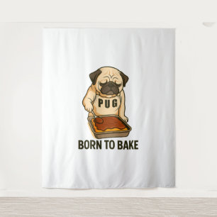 Mops Geboren, um Funny Dog Lover zu backen Wandteppich