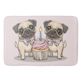 Mops Geburtstag Hunde Cupcake Badematte