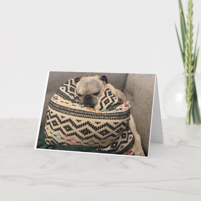 Mops Geburtstagskarte - Happy Place Karte (Vorderseite)