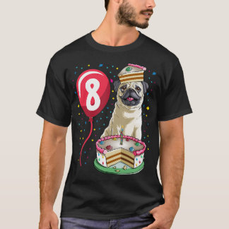 Mops-Geburtstagskuchen-Ballon 8 T-Shirt