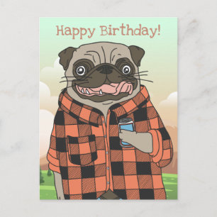Mops-Geburtstagspostkarte Postkarte