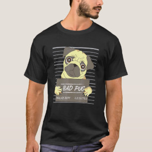 Mops-Gefängnis-Mugshot Böser Mops-Hund T-Shirt