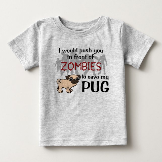 Mops gegen Zombies Baby T-shirt (Vorderseite)