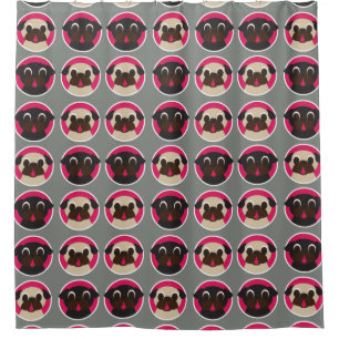Mops geht Kitz und schwarzes Mops-Muster voran Duschvorhang
