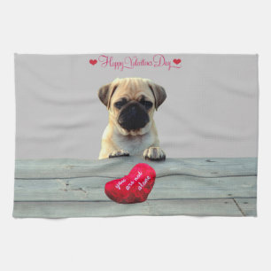 Mops Gerne Valentinstag Küchentuch
