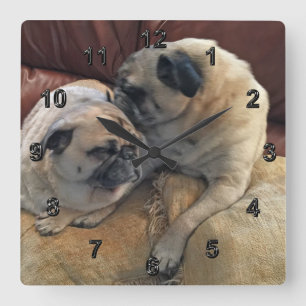 Mops-Geschenke für Mops-Liebhaber oder Ihre FOTO Quadratische Wanduhr