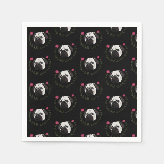 Mops Gesicht, Hundekunst Serviette (Vorderseite)