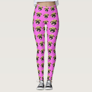 Mops-Gesicht-Leggings in Rosa Leggings