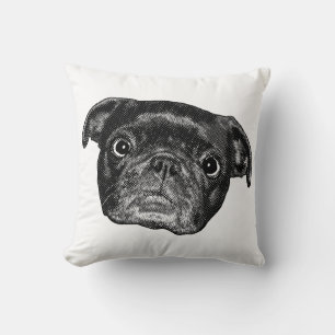 Mops-Gesicht mit Punkten Kissen