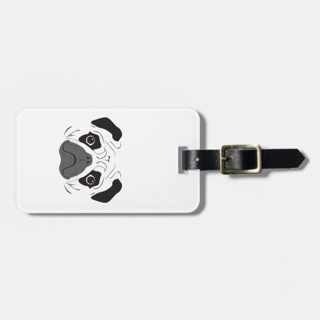 Mops-Gesicht-Silhouette Gepäckanhänger (Vorderseite horizontal)