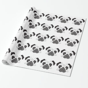 Mops-Gesicht-Silhouette Geschenkpapier