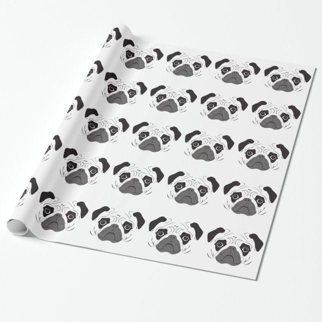 Mops-Gesicht-Silhouette Geschenkpapier (Ungerollt)