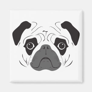 Mops-Gesicht-Silhouette Magnet