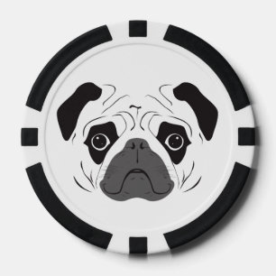 Mops-Gesicht-Silhouette Pokerchips