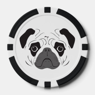 Mops-Gesicht-Silhouette Pokerchips