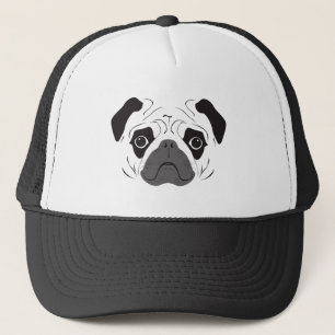 Mops-Gesicht-Silhouette Truckerkappe