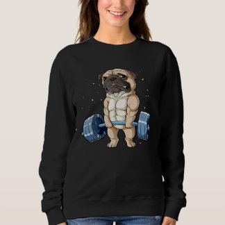 Mops Gewichtheben  Kraftdrehen Männer Fitnessstudi Sweatshirt