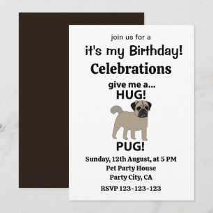 Mops Gib Mir Einen Knuddel Mops Geburtstag Einladung