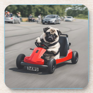Mops-Go-Kart-Rennen Getränkeuntersetzer