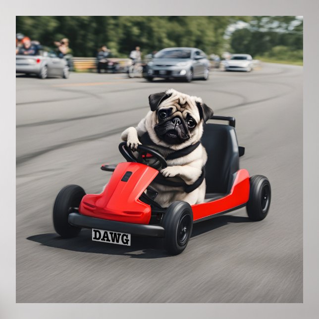 Mops-Go-Kart-Rennen Poster (Vorne)