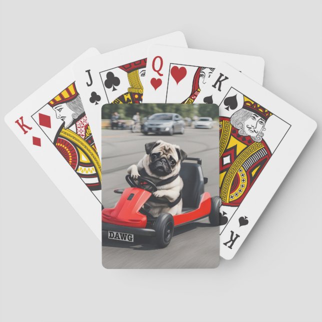Mops-Go-Kart-Rennen Spielkarten (Rückseite)